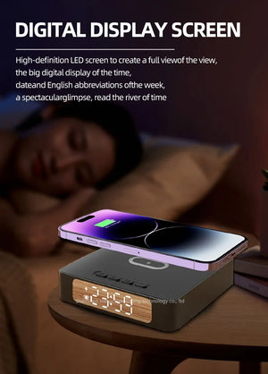 3 in 1 Digital Clock Wireless Charging for bedroom