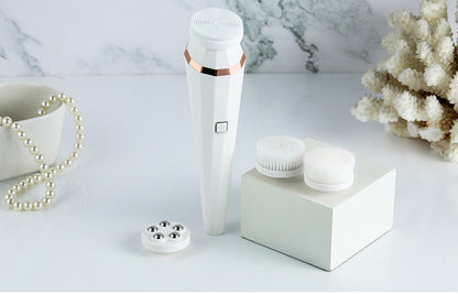 4-in-1 USB Rechargeable Electric Facial Cleansing Brush – Soft Skin Care and Deep Cleaning Massager